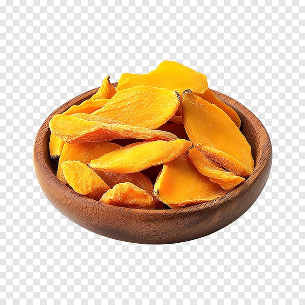 Dried mango pieces isolated on a transparent background