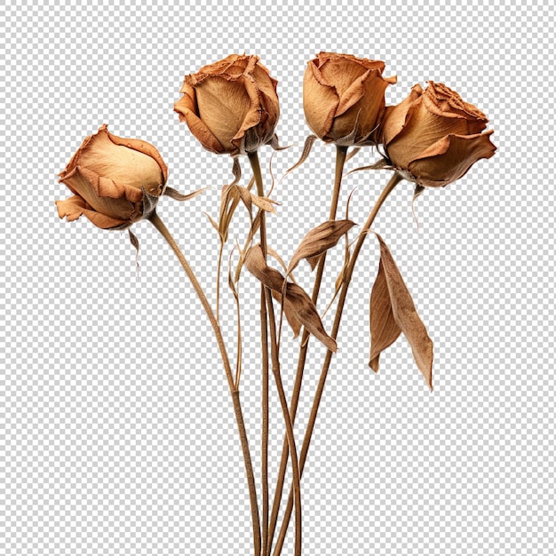 Dried roses dried flower isolated on transparent background