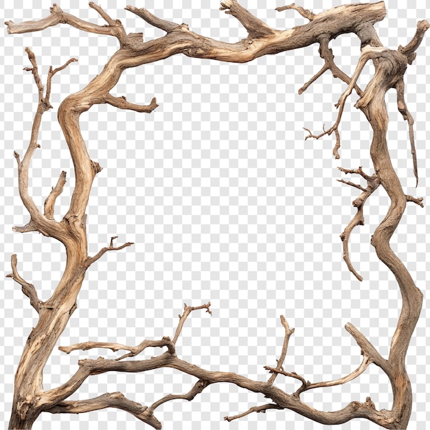 PSD dried tree branches frame