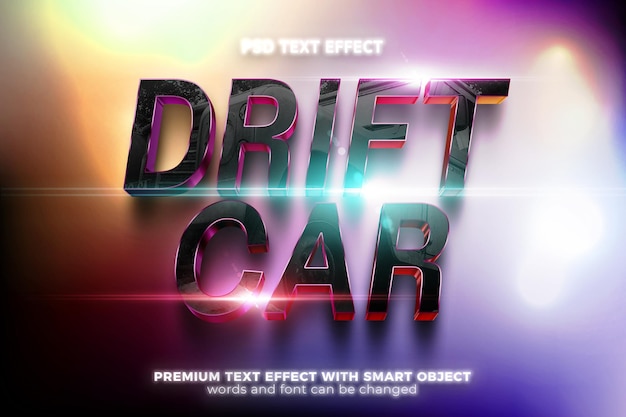 Drift car movies cinematic bold 3d editable text effect mockup template