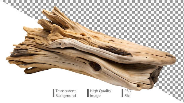 PSD driftwood piece isolated on transparent background