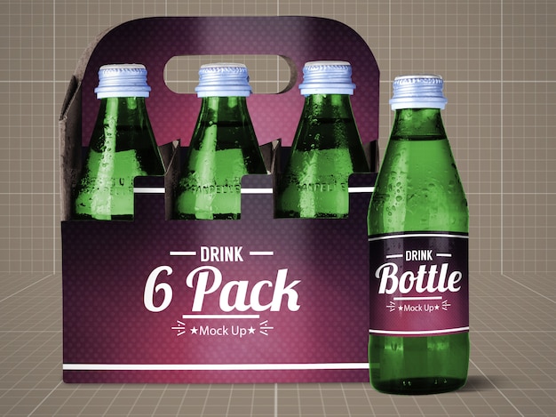 PSD drink bottle and 6 pack mock up