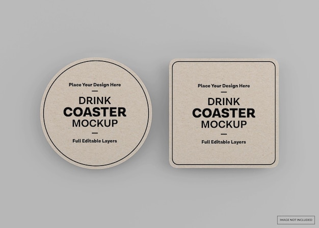 Drink coaster mockup isolated rendering