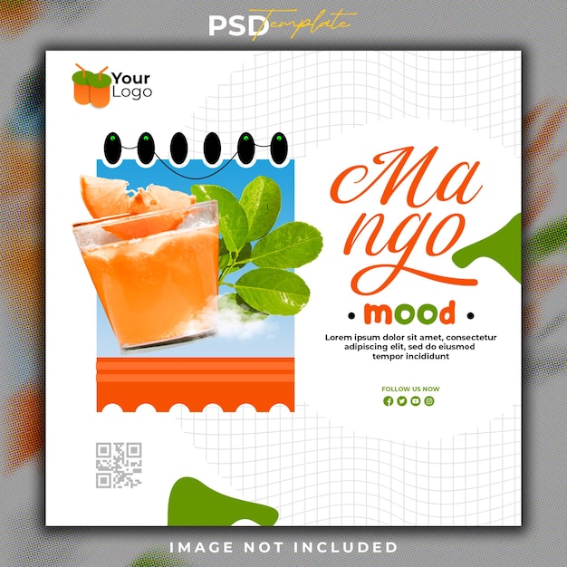 drink juice menu social media post or banner template