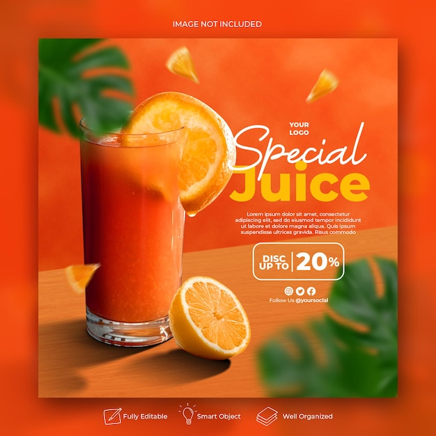 Drink menu promotion social media instagram post banner template