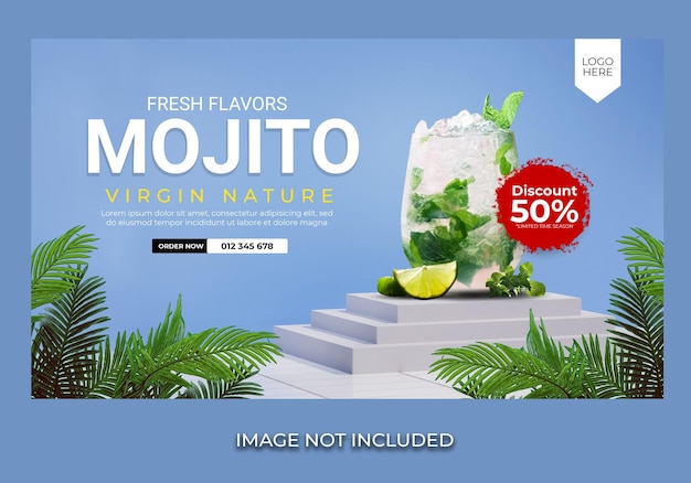 Drink menu template for online digital promotion banner