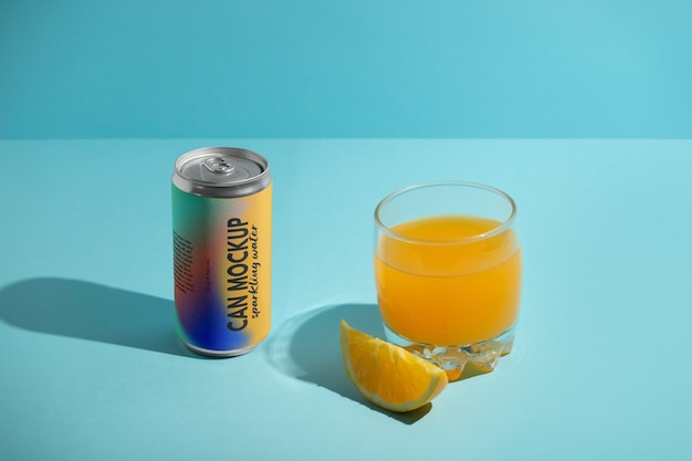 PSD drink with fruit  mockup