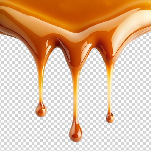 PSD dripping caramel isolated on white background