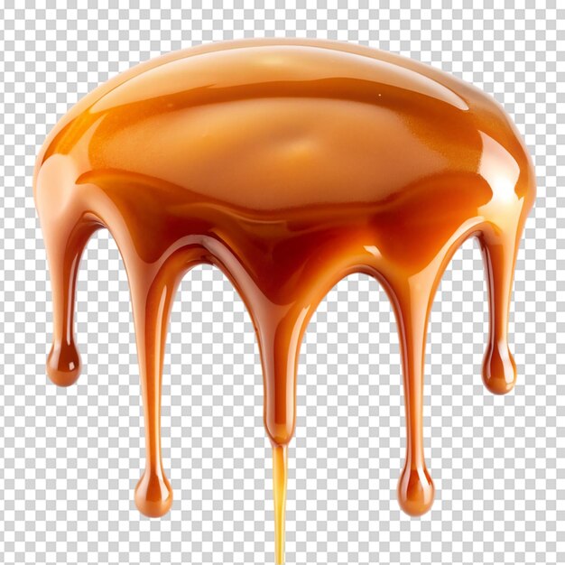 PSD dripping caramel isolated on white background