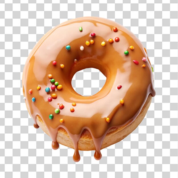 dripping doughnut glaze top view isolated on transparent background