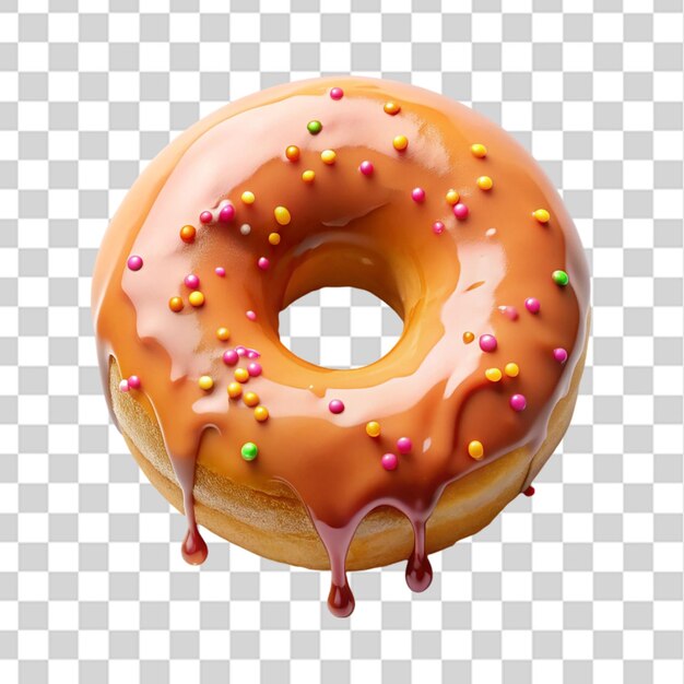 PSD dripping doughnut glaze top view isolated on transparent background