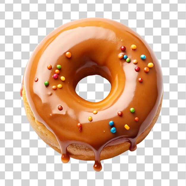 dripping doughnut glaze top view isolated on transparent background