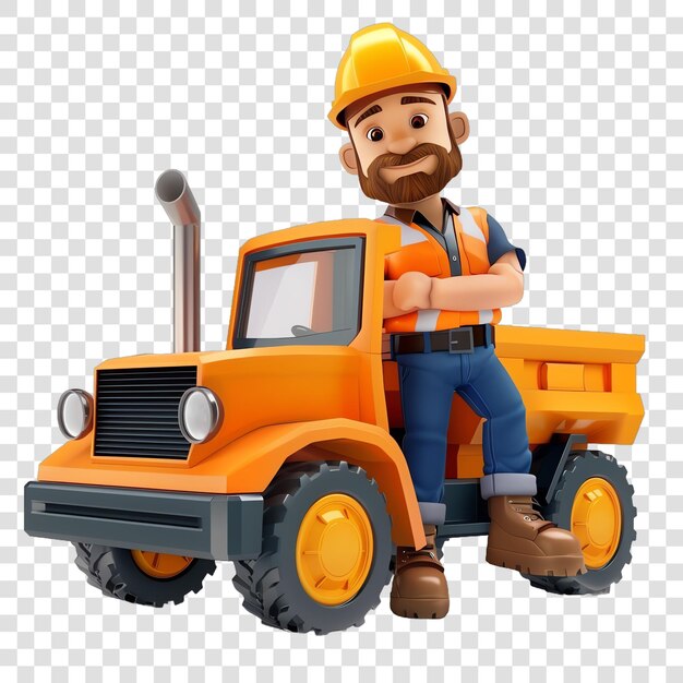 Driver worker illustration job isolated on transparent background