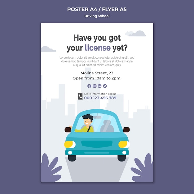 PSD driving school flyer template