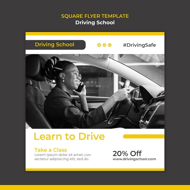 Driving school squared flyer