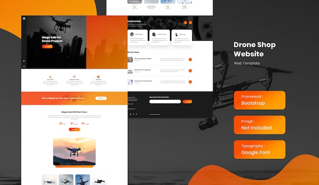 Drone online shop ecommerce landing page website template