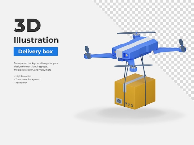 Drone sending delivery package 3d icon illustration