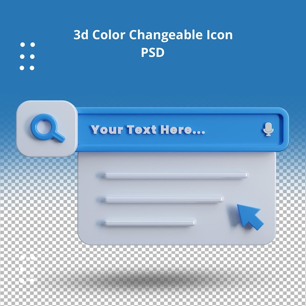 PSD dropdown search box 3d rendering template