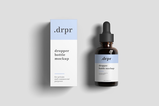 Dropper bottle and box mockup