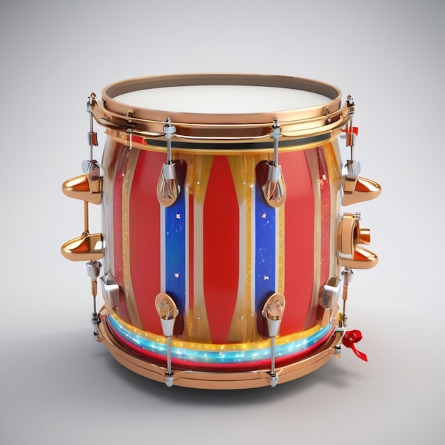 a drum with a red bow on it