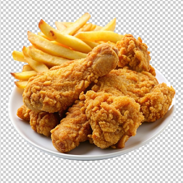 drumstick an fries on transparant background