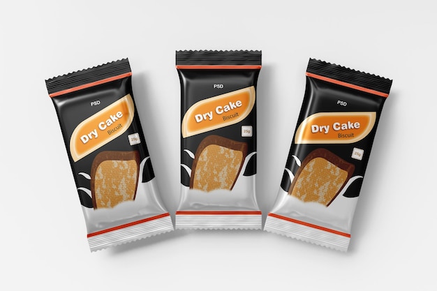 Dry cake biscuit packaging mockup