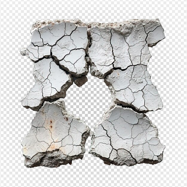 PSD dry cracked soil isolated on transparent background generative ai