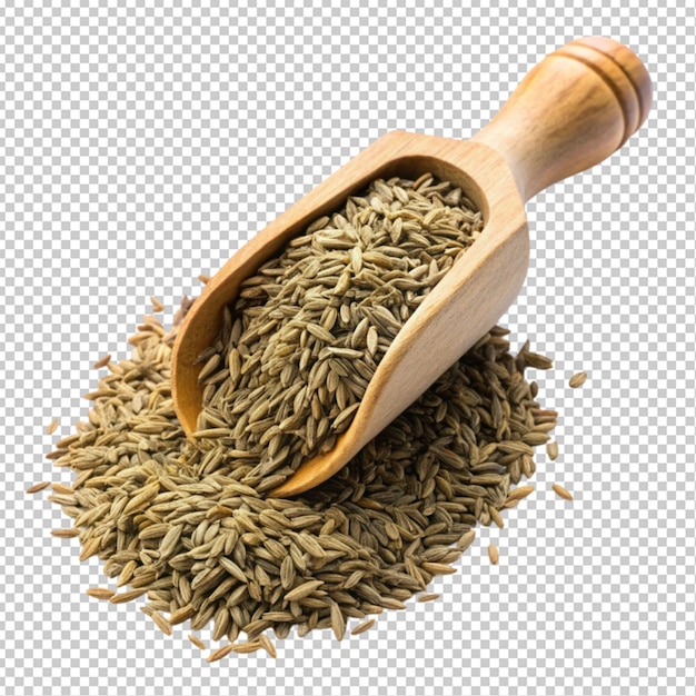 dry cumin in a scoop transparent background