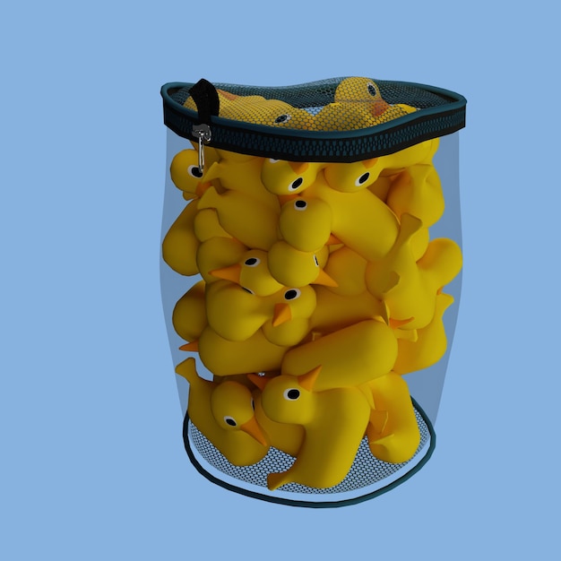 PSD duck bucket 3d rendering