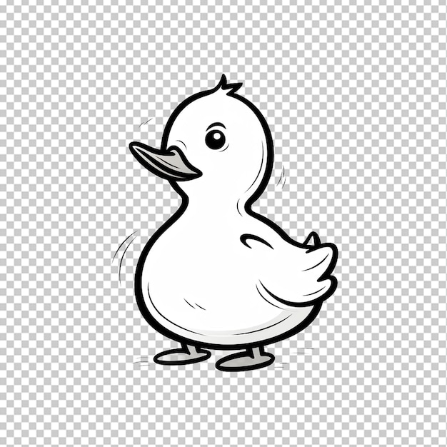 PSD duck in doodle simple style png