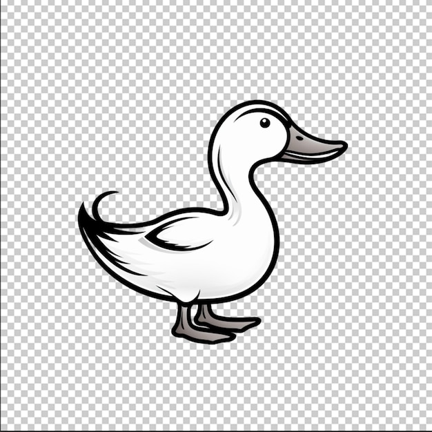 PSD duck in doodle simple style on white background