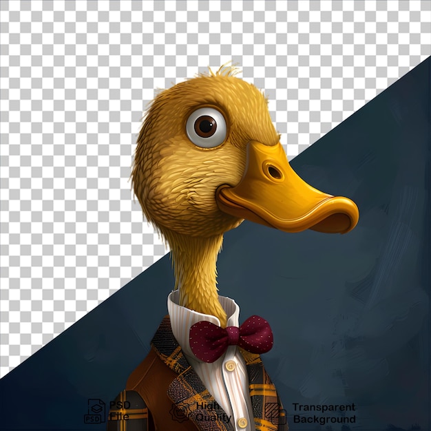 A duck wearing a suit on dark background include png file