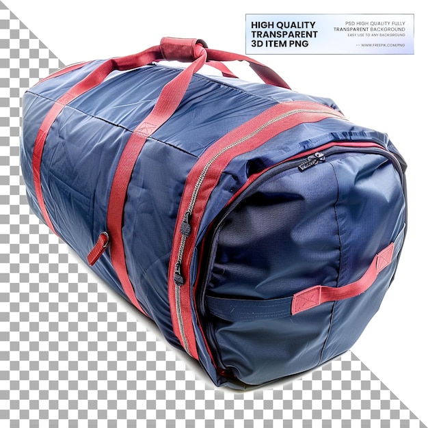 Duffle Bag Large Cylindrical with Handles on Transparent Background