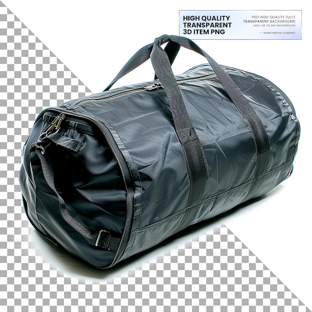 Duffle Bag Large Cylindrical with Handles on Transparent Background