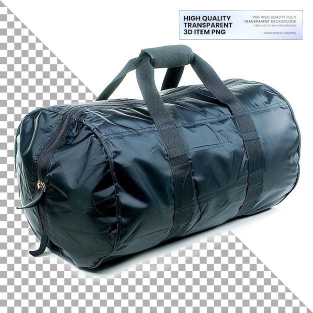 Duffle Bag Large Cylindrical with Handles on Transparent Background