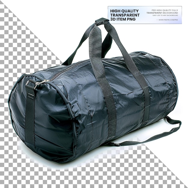 PSD duffle bag large cylindrical with handles on transparent background