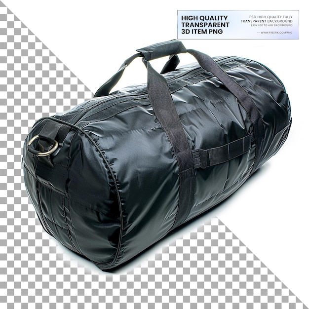 Duffle Bag Large Cylindrical with Handles on Transparent Background