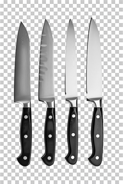 PSD dull kitchen knives on transparent background