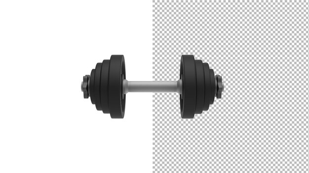 PSD dumbbell front view without shadow 3d render