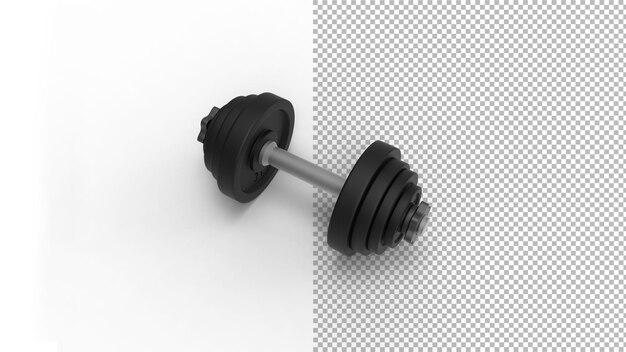 PSD dumbbell top view with shadow 3d render