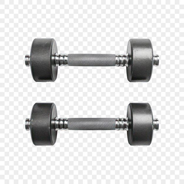 PSD dumbbells with textured grip handles fitness equipment for strength training on isolated background