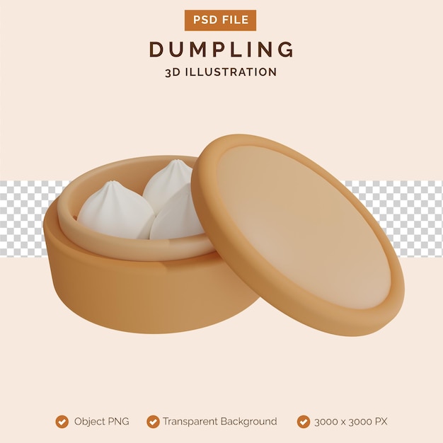 dumpling 3d illustration