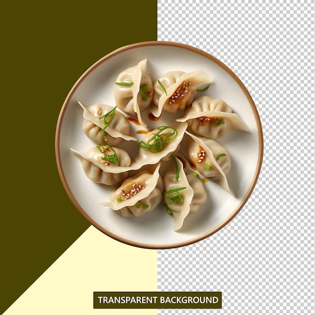 PSD dumpling served on a plate png transparent psd