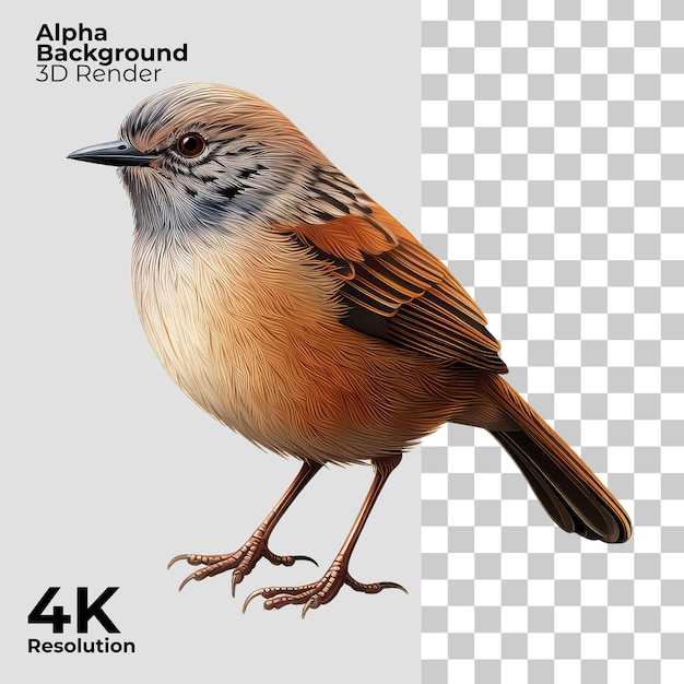 Dunnock cartoon character on Transparent Background