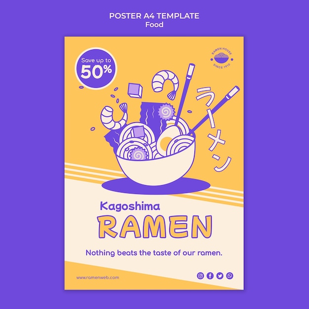 Duotone food poster template design