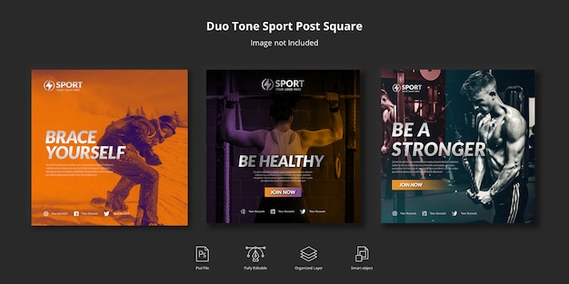 Duotone Sport social media Instagram post or square flyer template