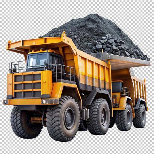 PSD durable coal haulage vehicles isolated on transparent background