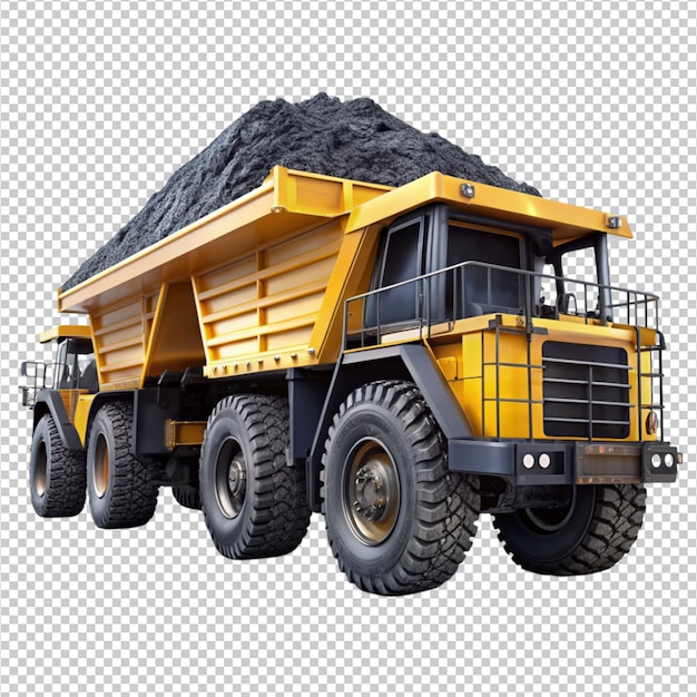 PSD durable coal haulage vehicles isolated on transparent background