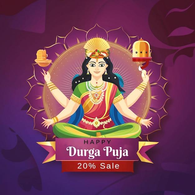 Durga puja celebration Indian festival banner creative design