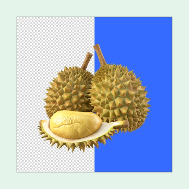 Durian fruit PSD Ripe Durian fruit isolated on a transparent background